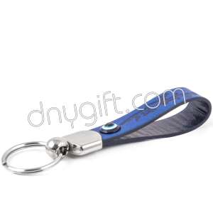 Vegan Leather Strip Key Chain Dark Blue