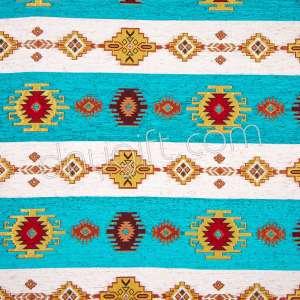Chenille Turquoise Turkish Kilim Fabric
