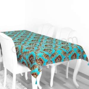 140x200 Turquois Crown  Cotton Table Cloth