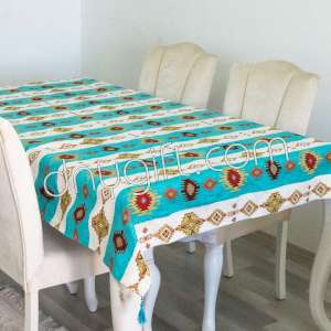 140x200 Turquois-Cream  Cotton Table Cloth