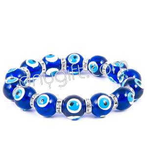 12 MM Blue Evil Eye Bracelet Hantal Design