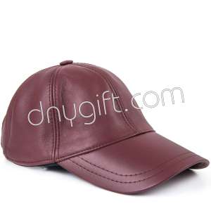Visor Genuine Leather Hat Burgundy