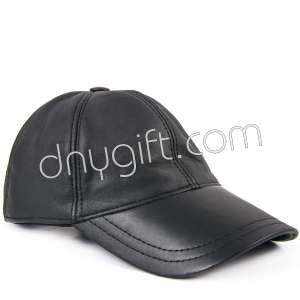 Visor Genuine Leather Hat Black