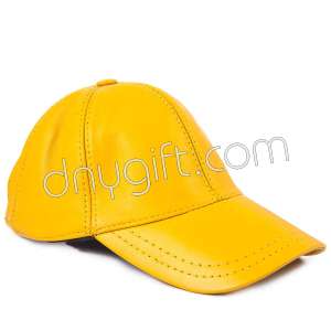 Visor Genuine Leather Hat Mustard