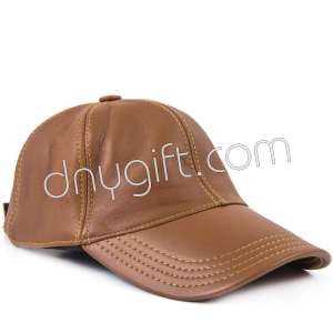 Visor Genuine Leather Hat Dark Brown
