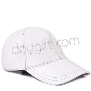 Visor Genuine Leather Hat White