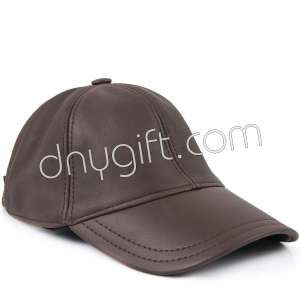 Visor Genuine Leather Hat Dark Brown