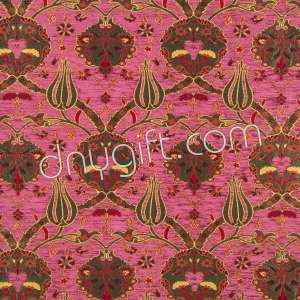 Turkish Designed Pink Ottoman Tulip Patterned Fabric-1893