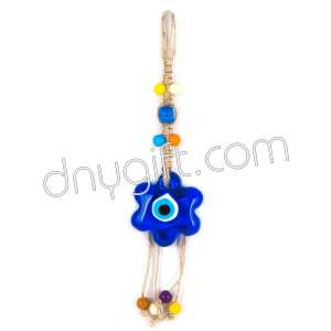 Daisy Shape Turkish Evil Eye Wall Hanging With Thick Rope-Small Size