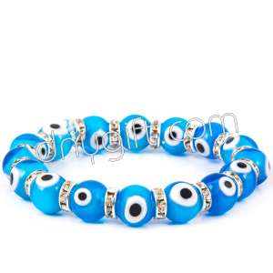 Colorful Glassy Blue Bracelet With Distance Ring 