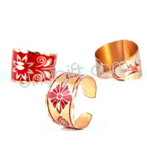 Turkish Patterned Copper Ring In Red