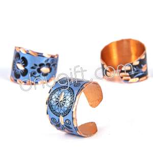 Turkish Patterned Copper Ring In Blue