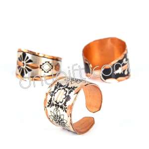 Turkish Patterned Copper Ring In Cream