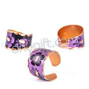 Turkish Patterned Copper Ring In Purple 