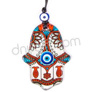 Turkish Glass Evil Eye Hamsa Shaped Ornament