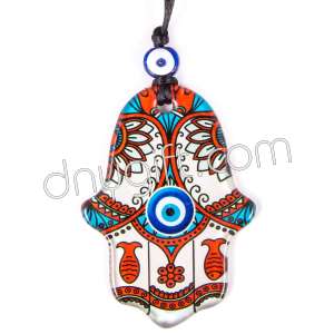 Turkish Glass Evil Eye Hamsa Shaped Ornament