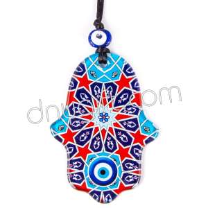 Turkish Glass Evil Eye Hamsa Shaped Ornament