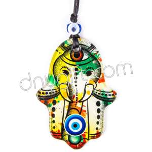 Turkish Glass Evil Eye Hamsa Shaped Ornament