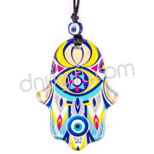 Turkish Glass Evil Eye Hamsa Shaped Ornament