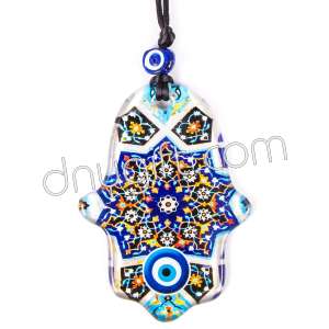 Turkish Glass Evil Eye Hamsa Shaped Ornament