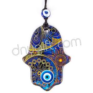 Turkish Glass Evil Eye Hamsa Shaped Ornament