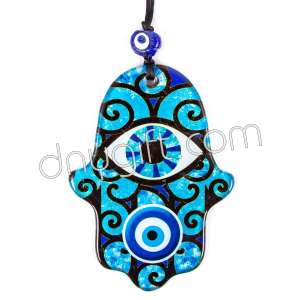 The Hand Of Fatimah Glass Evil Eyes Ornament
