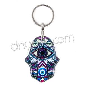 Turkish Glass Hand Of Fatima Keychain