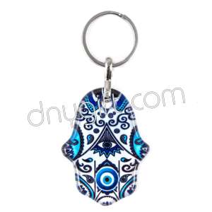 Turkish Glass Hand Of Fatima Keychain