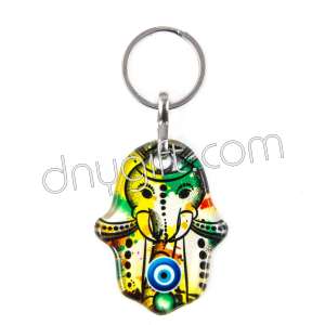 Turkish Glass Hand Of Fatima Keychain