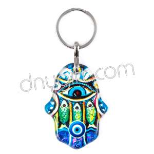 Turkish Glass Hand Of Fatima Keychain