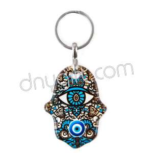 Turkish Glass Hand Of Fatima Keychain