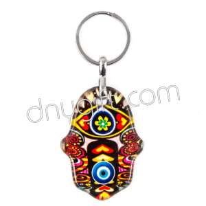 Turkish Glass Hand Of Fatima Keychain