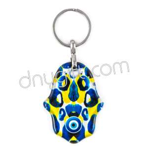 Turkish Glass Hand Of Fatima Keychain