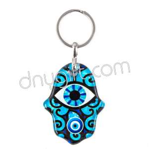 Turkish Glass Hand Of Fatima Keychain