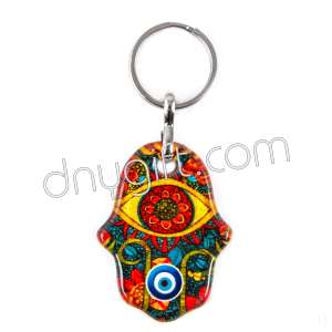 Turkish Glass Hand Of Fatima Keychain