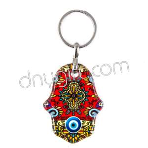 Turkish Glass Hand Of Fatima Keychain