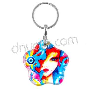 Turkish Glass Flower Keychain