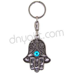 Turkish Metal Hand Of Fatima Keychain 