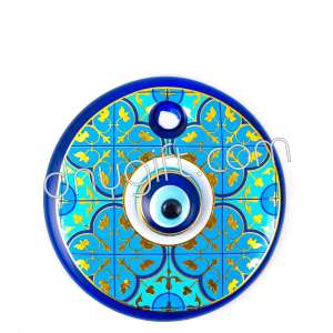 Double Evil Eye Turkish Tile Patterned No 4