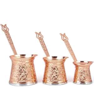 Turkish Coffee Pot - Copper Color Set of 3