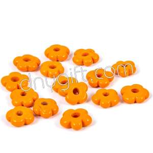 Hand Made Flower Shaped Glass Bead Orange Color