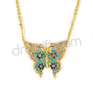 Zirkon Kaplama Kelebek Altın Kolye
