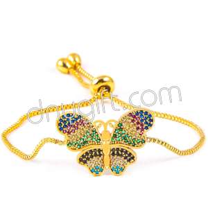 Zirkon Kaplama Kelebek Taşlı Altın Bileklik
