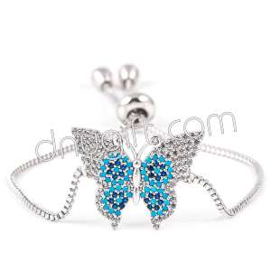 Zirkon Kaplama Kelebek Renkli Gümüş Bileklik