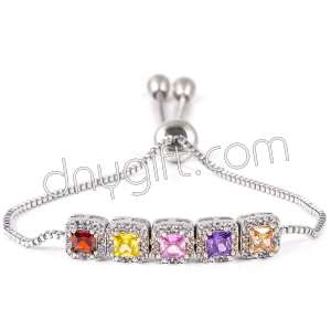 Zirkon Kaplama Sıralı Taşlı Gümüş Bileklik