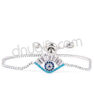 Zirkon Kaplama Göz Bileklik Gümüş Rengi