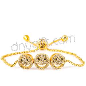 Zirkon Kaplama Gülen Yüz Bileklik Altın Rengi