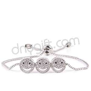 Zirkon Kaplama Gülen Yüz Bileklik Gümüş Rengi