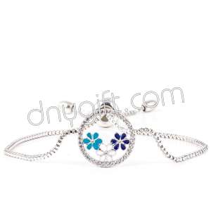 Zirkon Kaplama Çiçekli Bileklik Gümüş Rengi