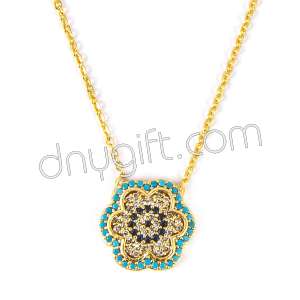 Zirkon Kaplama Çiçek Kolye